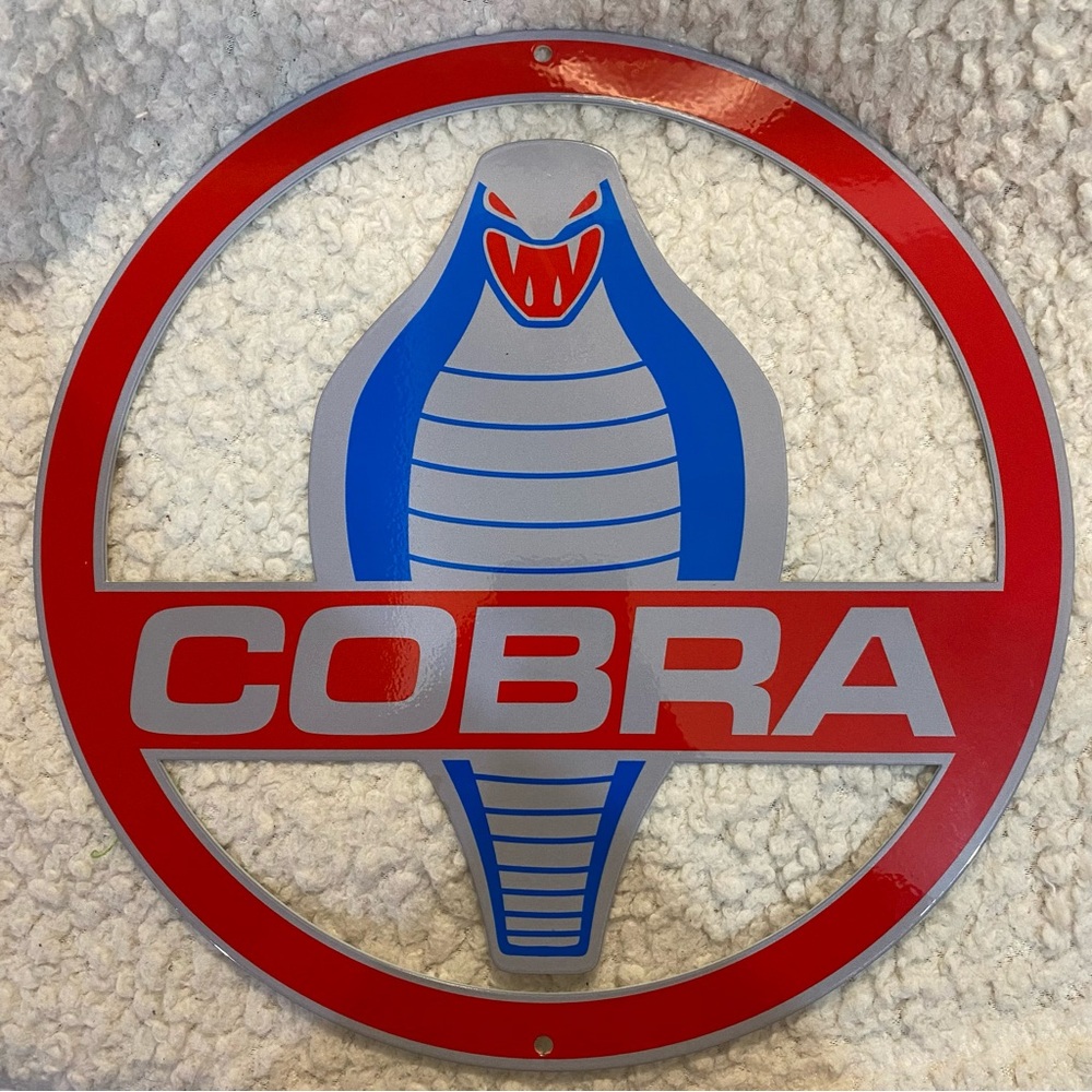 Ford Cobra Flat Metal Sign 12” - Ford Licensed, Made in USA